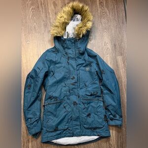 Billabong Women’s Into The Forest Snowboard Jacket All Over Print Sz Small